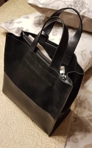 Bolso Furla Negro Piel y Ante