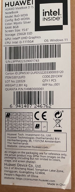 Huawei Matebook D 15 i3