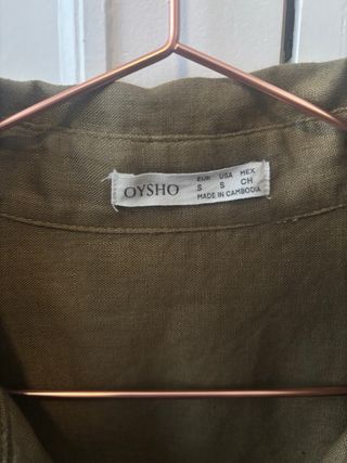 Camisa lino Oysho verde militar