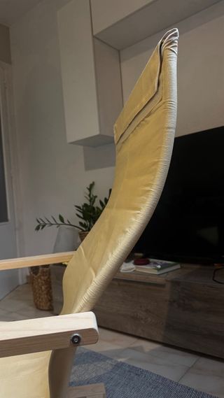 Sillón IKEA Madera y Tela Beige/Gris