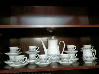 Juego de café de porcelana azul y blanco