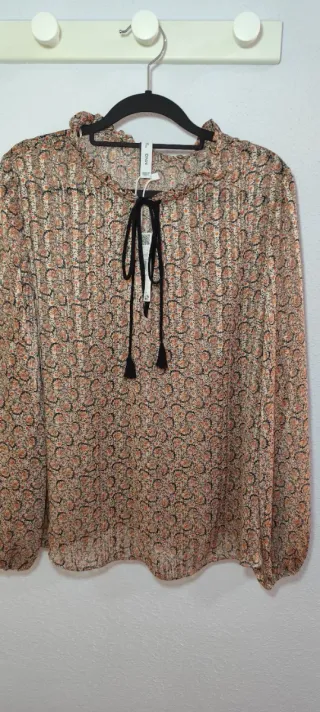 Blusa Mango Estampada Naranja