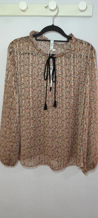 Blusa Mango Estampada Naranja