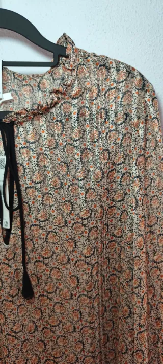 Blusa Mango Estampada Naranja