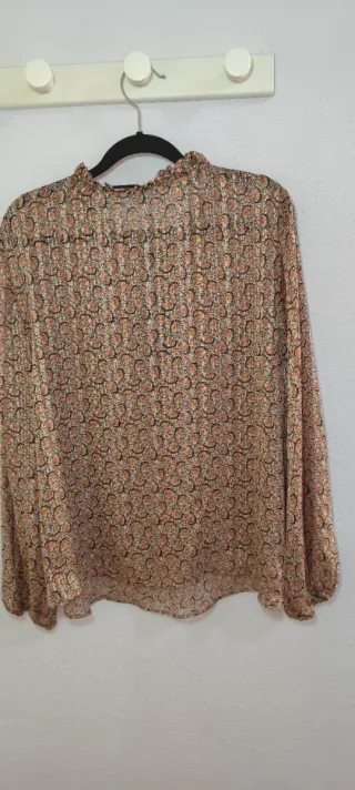 Blusa Mango Estampada Naranja