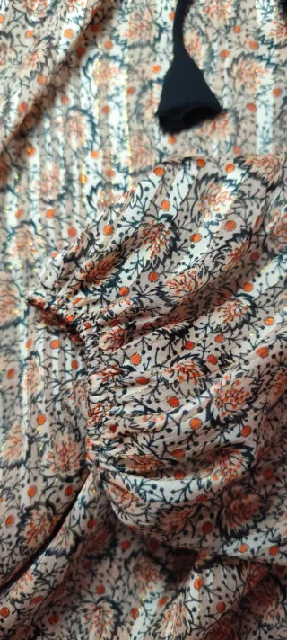 Blusa Mango Estampada Naranja