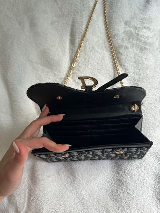 Bolso Dior Monogram Cadena Negra Gris