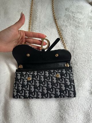 Bolso Dior Monogram Cadena Negra Gris