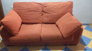 2 Sofás Naranja Tela Muy Cómodos