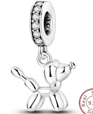 Charm Perro Globo Plata