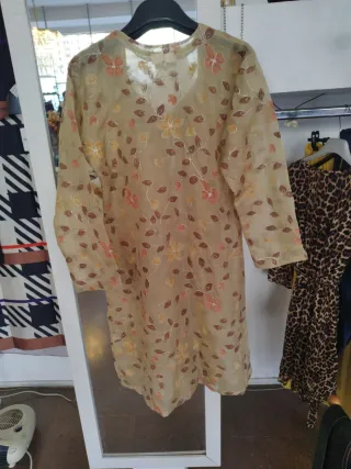 Kaftán organza flores bordadas Talla M S