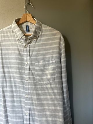 Camicia H&M a righe grigio/bianco