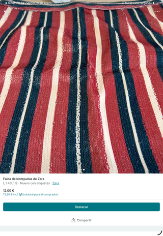 Falda Zara Lentejuelas Rayas Talla L