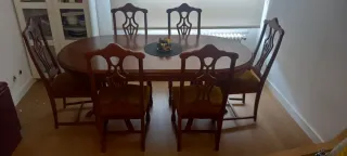 Mesa comedor extensible y 6 sillas madera
