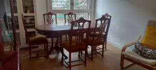 Mesa comedor extensible y 6 sillas madera