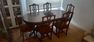 Mesa comedor extensible y 6 sillas madera