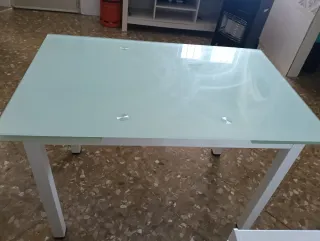 Mesa comedor cristal extensible y 5 sillas