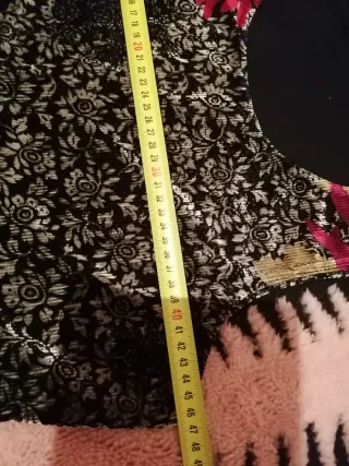 Vestido Evasé Terciopelo Negro Multicolor T.Xl