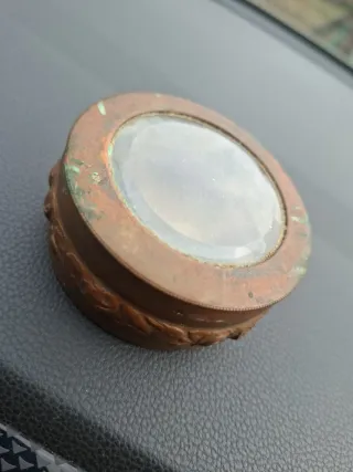 Scatolina rame vintage con vetro