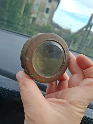 Scatolina rame vintage con vetro