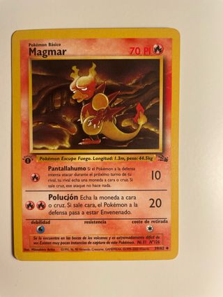 Carta Pokémon Magmar - Fossil 1ª Edición Español