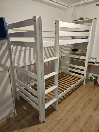 Cama litera blanca madera