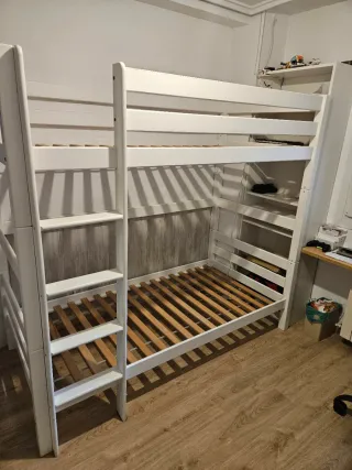 Cama litera blanca madera