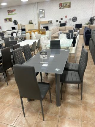 Mesa comedor 6 sillas gris moderna NUEVA