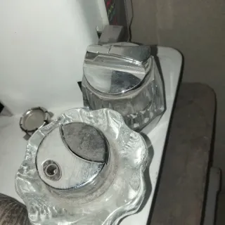 3 mecheros vintage cristal y metal