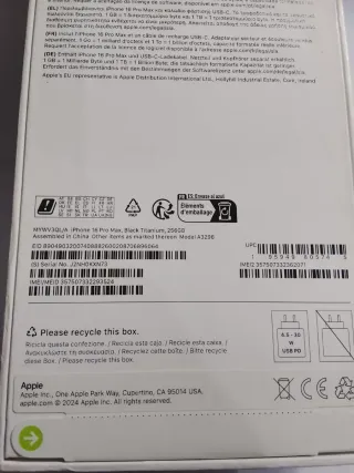 iPhone 16 Pro Max Negro 256GB