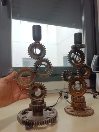 Lámparas Steampunk Engranajes Mesa