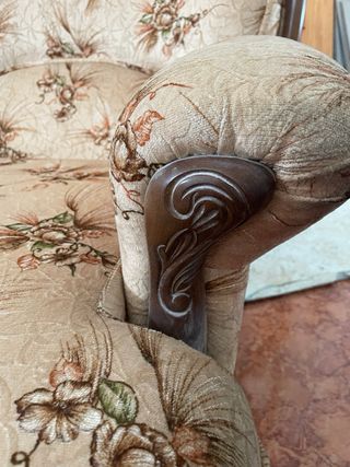 Juego de 2 sillones de tela y madera