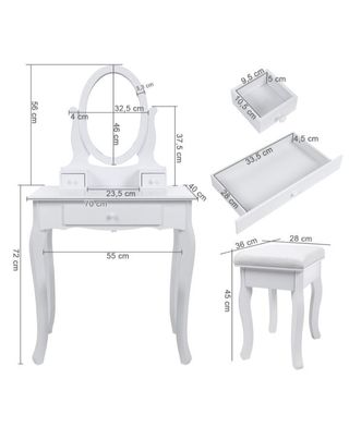 Tocador blanco con espejo ovalado