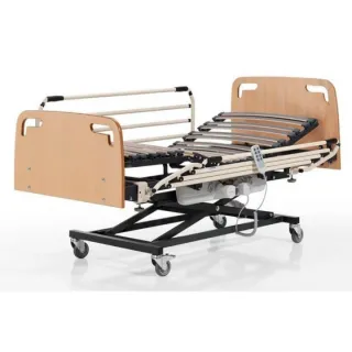 Cama hospitalaria articulada con carro elevador.