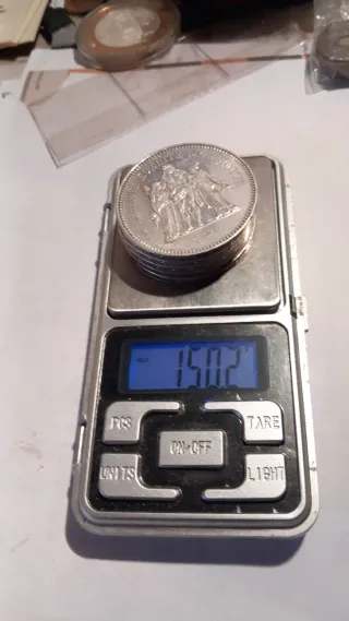 5 Monedas 50 Francos Plata