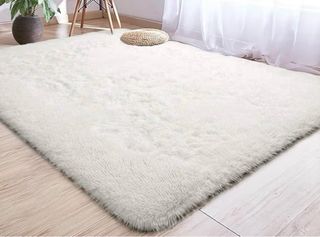 Alfombra grande salón pelo blanco nueva