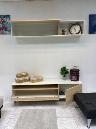 Mueble TV y estante flotante 2 piezas