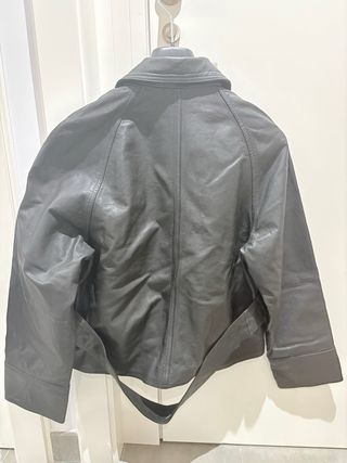 Chaqueta Piel Negra Massimo Dutti Talla S