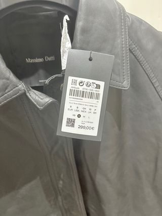 Chaqueta Piel Negra Massimo Dutti Talla S