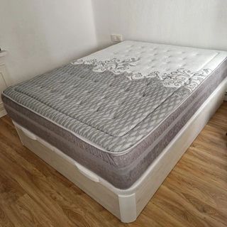 Canape abatible de madera, somier + patas colchon