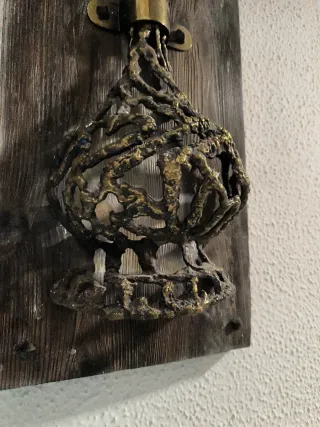 Aplique Pared Bronce y Madera
