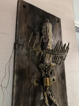 Aplique Pared Bronce y Madera
