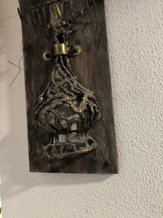 Aplique Pared Bronce y Madera