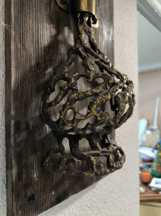 Aplique Pared Bronce y Madera