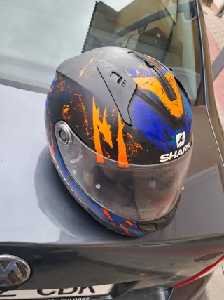 Casco Integral Shark Negro Naranja Azul