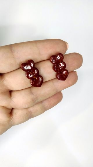 Pendientes Corazones Rojos y Dorados