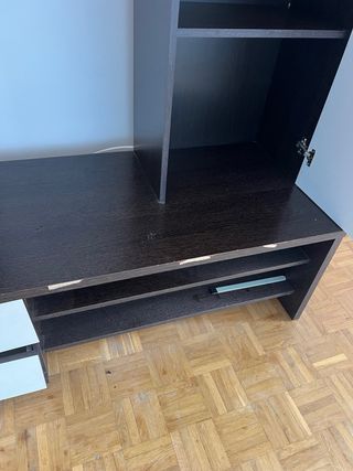 Mueble salón modular oscuro y blanco