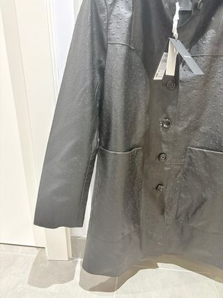 Gabardina Piel Negro Massimo Dutti