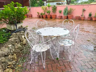 Mesa y 4 Sillas Metal Jardín