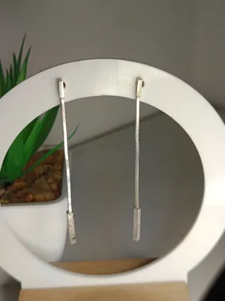 Pendientes largos plata de ley